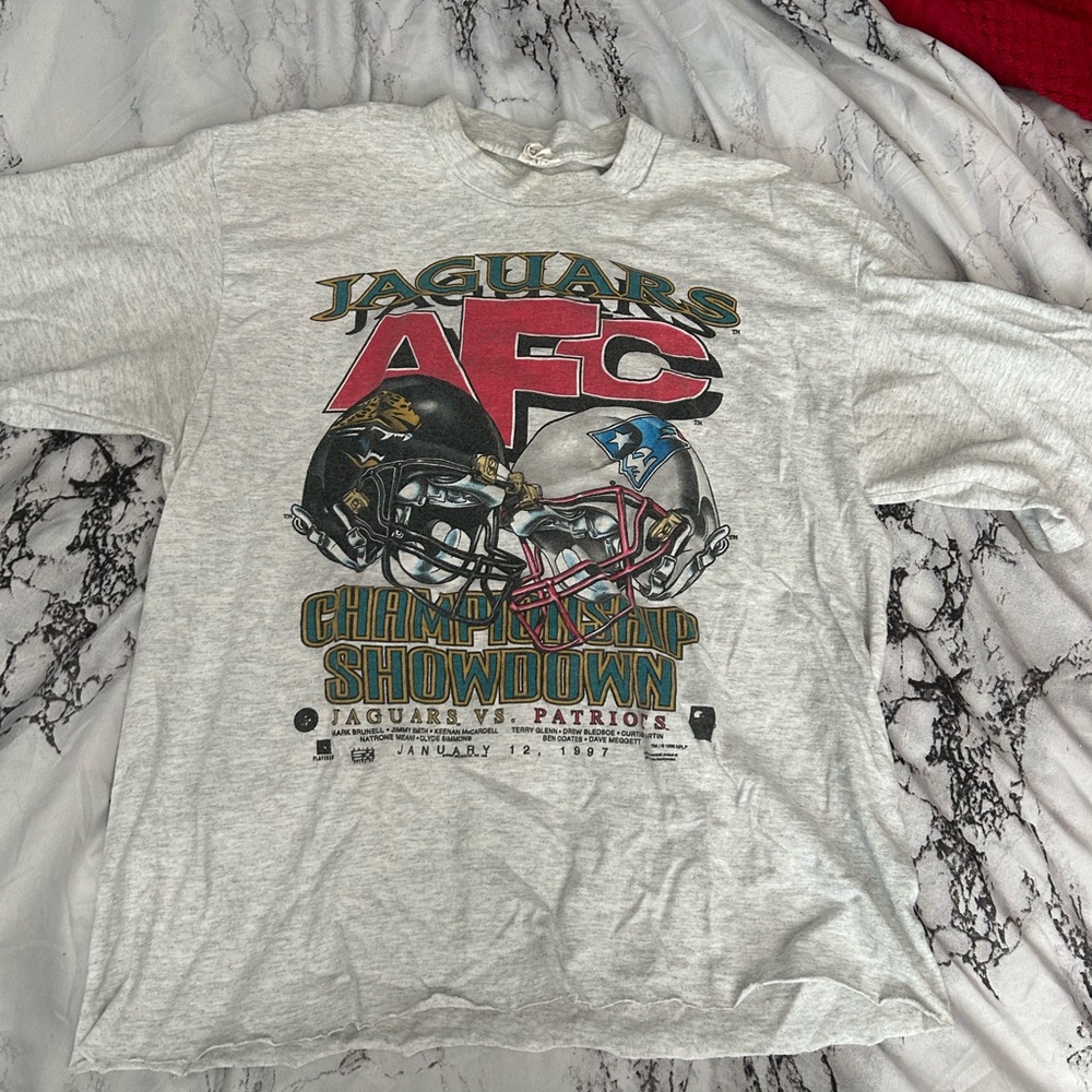 Gray Jaguars and Patriots AFC Championship T-Shirt